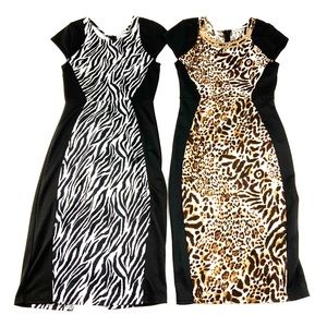 ALMOST FAMOUS Black, Brown & White Leopard Dresses